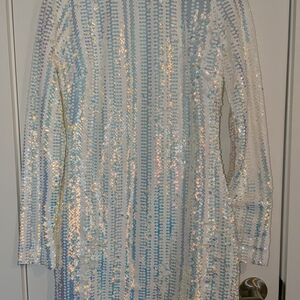 Iridescent Sequin Long Sleeve Dress